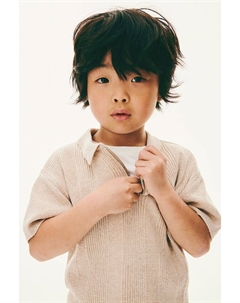 Трикотажная рубашка-поло, бежевый H&m