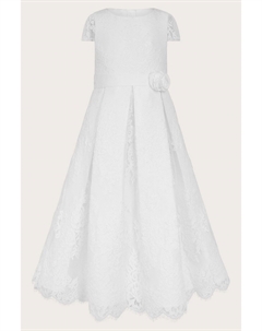 Плиссированное кружевное платье с цветочными мотивами, белый Monsoon