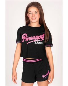 Укороченная футболка с логотипом для девочек для танцев, черный Pineapple