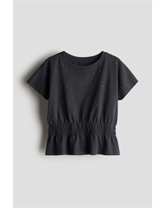 Рубашка с баской из хлопкового трикотажа, серый H&m