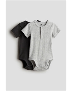 2 пары боди на пуговицах, серый H&m