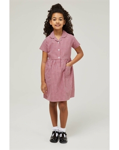 Школьное летнее платье с двумя пуговицами красного цвета в мелкую клетку, красный Trutex