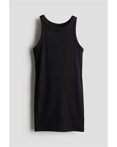 Платье из джерси в рубчик, черный H&m