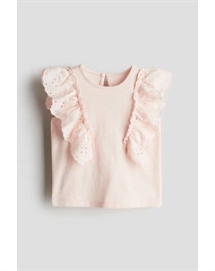 Рубашка из хлопка с отделкой воланом, розовый H&m