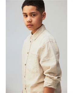 Рубашка с длинными рукавами из смесового льна, бежевый H&m