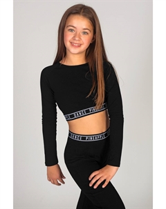 Укороченный топ Tape для девочек с длинными рукавами, черный Pineapple