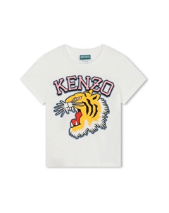 Детская университетская футболка Kenzo Tiger с короткими рукавами и логотипом, бежевый Kenzo kids