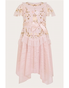 Платье Cora с вышивкой и рюшами, розовый Monsoon