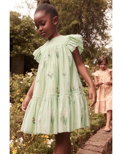 Сетчатое платье с вышитыми цветочными мотивами, зеленый Laura ashley