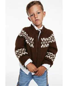 Кардиган жаккардовой вязки на молнии, коричневый H&m