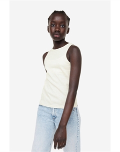 Топ из хлопка в рубчик, белый H&m