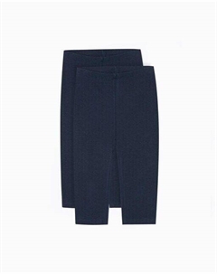 Комплект из 2 однотонных леггинсов для девочек с эластичной резинкой на талии, темно-синий Zippy