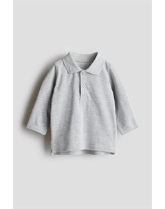 Рубашка-Поло из пике с длинными рукавами, серый H&m