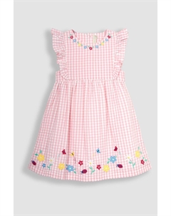 Летнее платье с аппликацией в виде ромашек и клетчатым узором, розовый Jojo maman bébé