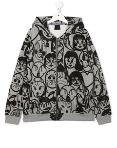 Kids худи на молнии с графичным принтом, серый Givenchy