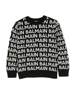 Kids джемпер вязки интарсия с логотипом, черный Balmain