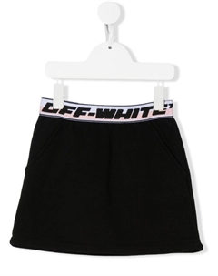 Kids юбка мини с вышитым логотипом, черный Off-white