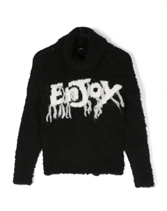 Шерстяной джемпер крупной вязки с высоким воротником, черный Monnalisa