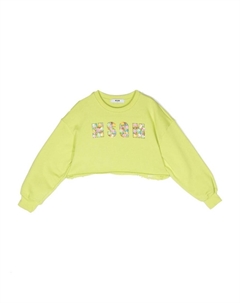 Толстовка с круглым вырезом и пайетками, зеленый Msgm kids