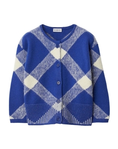 Kids кардиган в клетку vintage check, синий Burberry