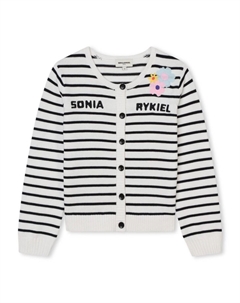 Полосатый кардиган с логотипом, белый Sonia rykiel
