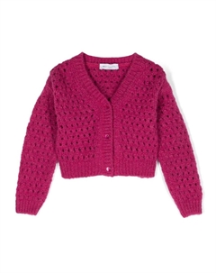 Кардиган рыхлой вязки в рубчик, розовый Monnalisa