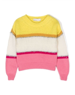 Джемпер в стиле колор-блок из смесовой шерсти, желтый Monnalisa