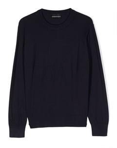 Джемпер с жаккардовым логотипом, синий Emporio armani