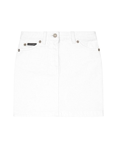 Джинсовая юбка с логотипом, белый Dolce&gabbana