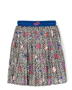Плиссированная юбка с леопардовым принтом, нейтральный цвет Marc jacobs kids