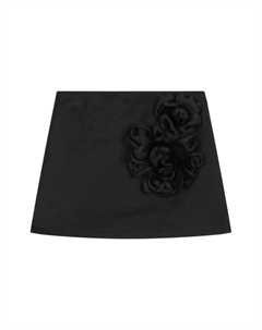 Юбка А-силуэта с цветочной аппликацией, черный Dolce&gabbana