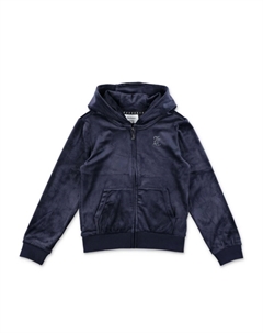 Велюровое худи на молнии, синий Juicy couture