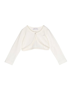 Укороченный кардиган с логотипом, нейтральный цвет Monnalisa