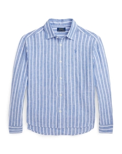 Полосатая рубашка с вышитым логотипом, синий Ralph lauren