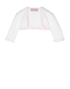 Укороченный кардиган с оборками, нейтральный цвет La stupenderia