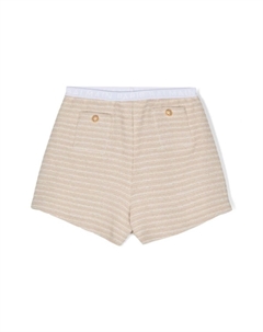 Kids трикотажные шорты в полоску, нейтральный цвет Balmain