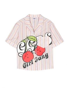 Рубашка в полоску с графичным принтом, белый Gcds kids