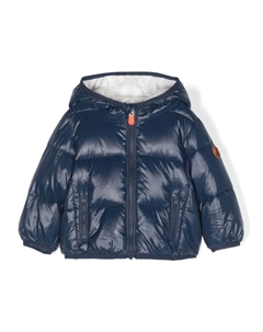 Пуховик с капюшоном и нашивкой-логотипом, синий Save the duck