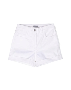 Джинсовые шорты с вышитым логотипом, белый Moschino kids
