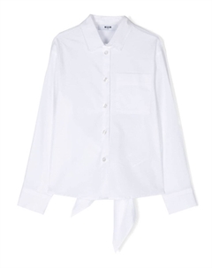 Поплиновая рубашка с вышитым логотипом, белый Msgm kids