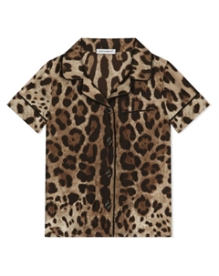 Шелковая рубашка с леопардовым принтом, коричневый Dolce&gabbana