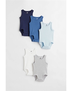 5 пар хлопковых боди, синий H&m