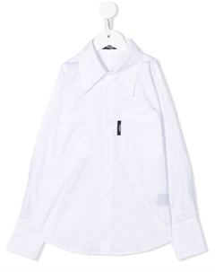 Kids рубашка с длинными рукавами и нашивкой-логотипом, белый Balmain