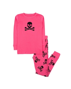 Детская хлопковая пижама из двух предметов с розовыми черепами Leveret