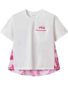 Детская футболка ФИЛА, цвет Cloud White/Bliss Pink/Green Fila