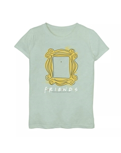 Футболка с акварельной рамкой и графическим рисунком для девочек 7–16 лет «Друзья», светло-зеленый Licensed character