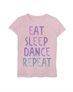 Футболка с акварельным текстом и графическим рисунком для девочек 7–16 лет с танцевальным повтором, розовый Licensed character