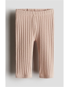 Хлопковые леггинсы в широкую рубчику, розовый H&m