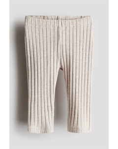 Хлопковые леггинсы в широкую рубчику, бежевый H&m