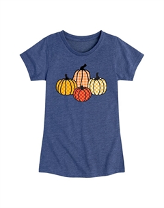 Футболка в клетку с рисунком тыквы для девочек 7–16 лет, цвет Heather Navy Licensed character